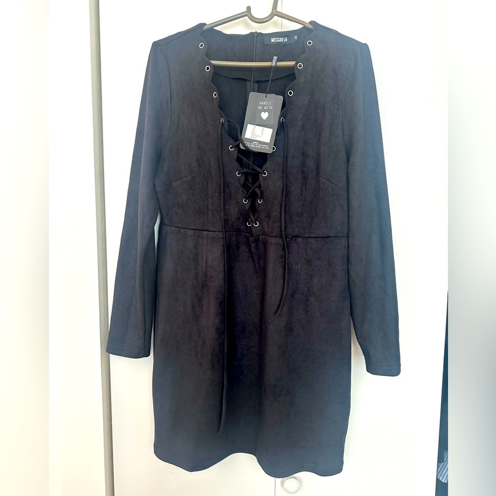 Misguided Black Suede Mini Dress